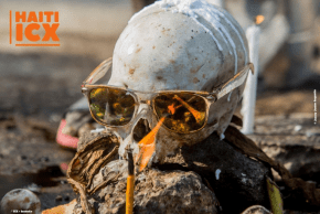illustration Bibliographie Haiti à la une crâne vaudou flamme