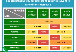 illsutration flyer horaires vacances d'été 2025 - Réseau Bfm