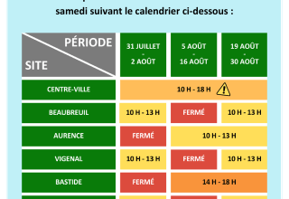 illustration flyer horaires vacances août 2025 - Réseau Bfm