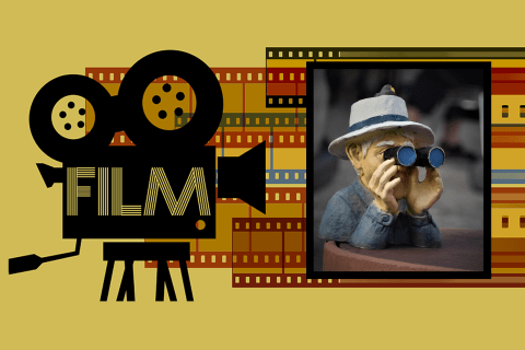illustration Filmographie : Les voisines et les voisins au cinéma personnage qui espionne jumelles