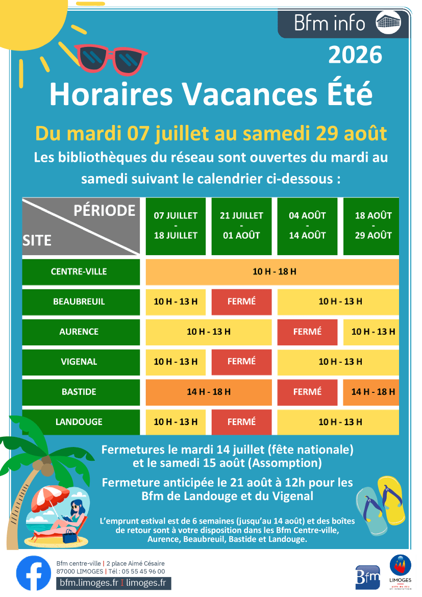 illustration Horaires des vacances d'été 2026